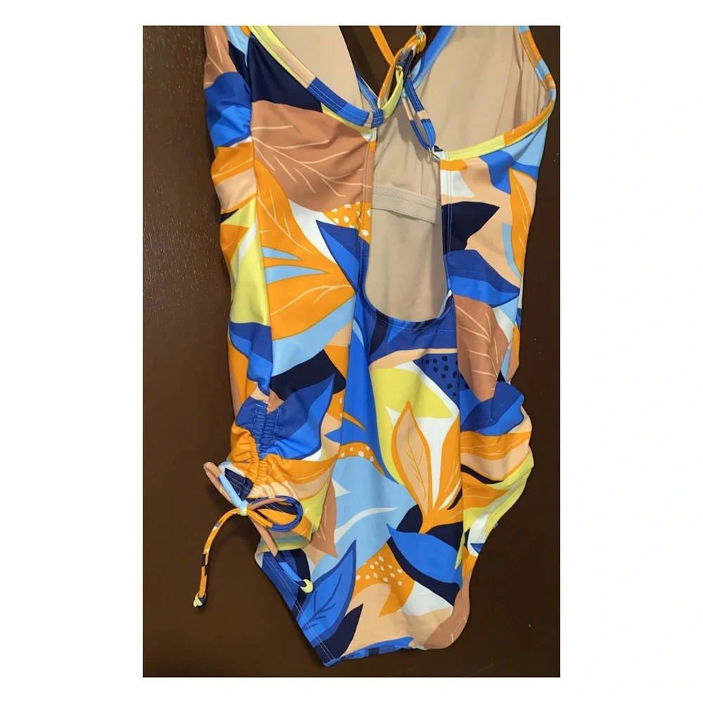 NWT Kona Sol Twist-Front Shirred Full Coverage One Piece Swimsuit  XL - Picture 6 of 8